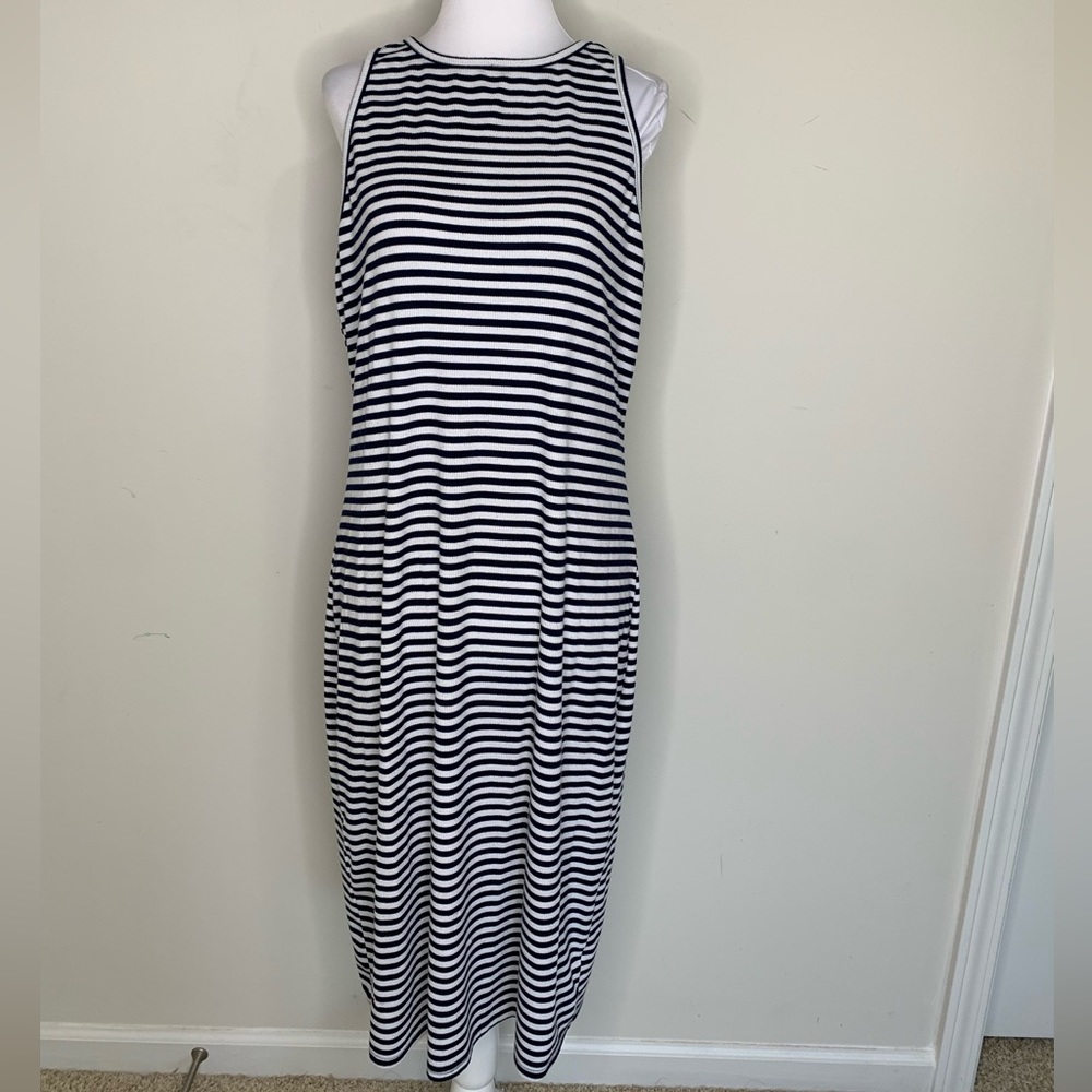 BN9‎ Torrid Black White Stripe Soft Ribbed Knit Dress Sleeveless Women Size 1